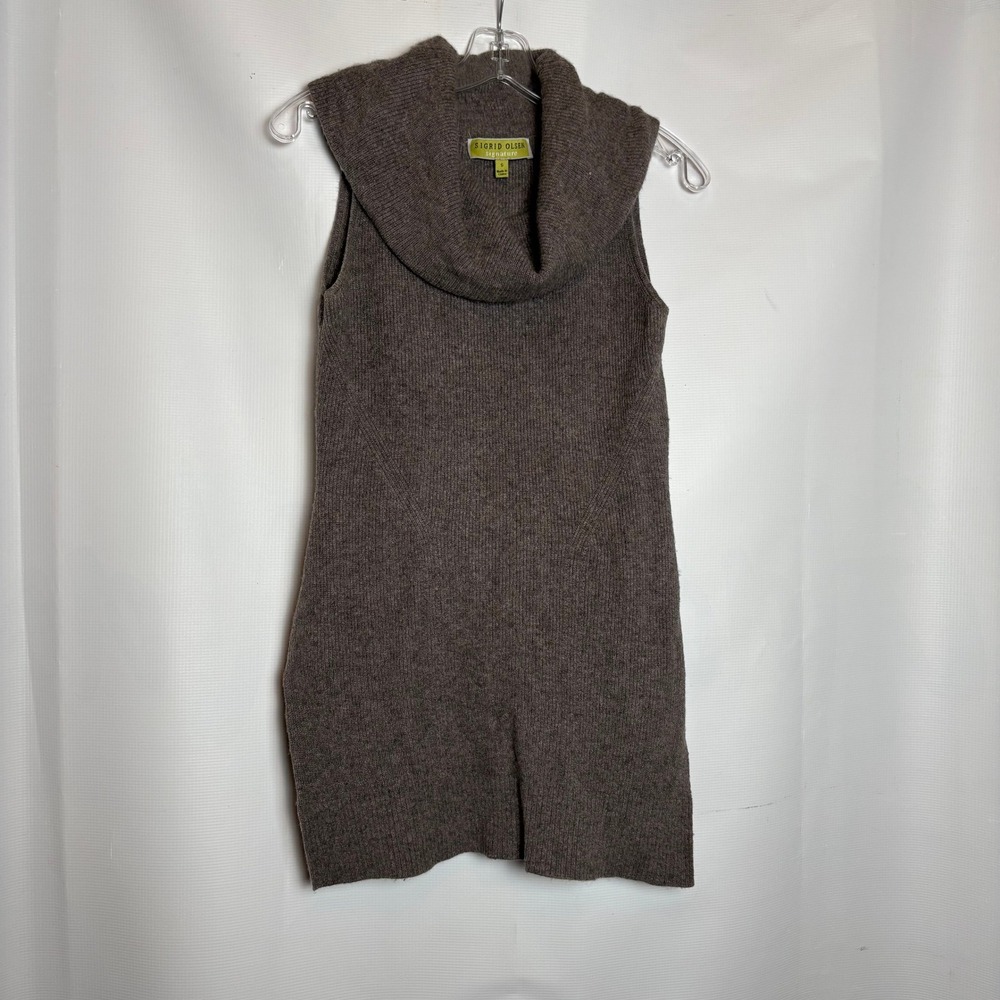 Sigrid Olsen Signature Brown Cashmere Lambswool Blend Cowl Neck Tunic‎ Sweater S